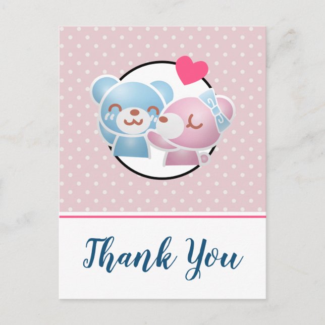 Kissing Bears Niedlich und Kawaii Vielen Dank Postkarte (Vorderseite)