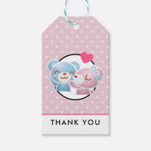 KIssing Bears on Polka Dots Niedlich Vielen Dank Geschenkanhänger