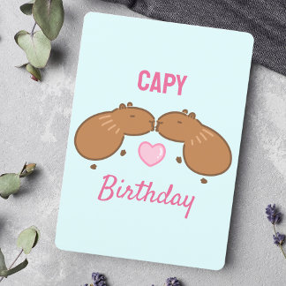 Kissing Capybara Couple Carte Anniversaire
