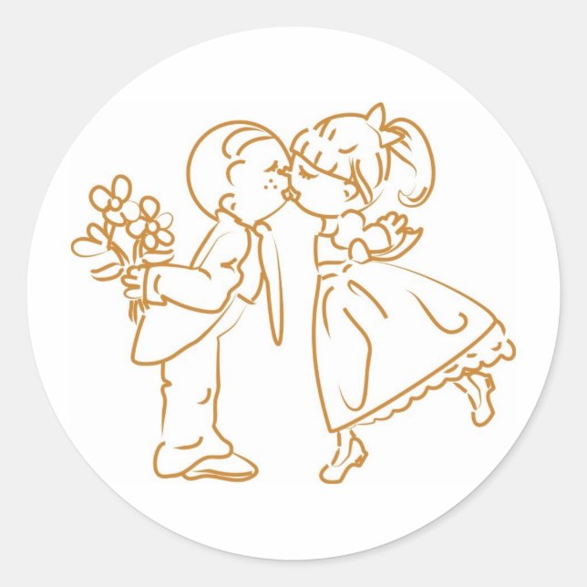 Kissing Couple Sketch Runder Aufkleber (Vorderseite)