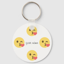 Kissing Emoji Face und '' Ihr Name hier " Schlüsselanhänger