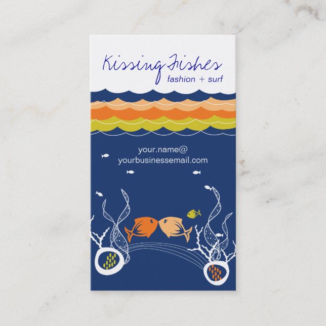 Kissing Fisch Korallen Waves Ozean Blauer Sommer Visitenkarte (Vorderseite)