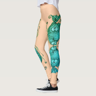 Kissing Fish Art Pfirsich Türkis Leggings
