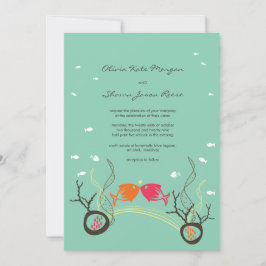 Kissing Fish Corals Beach Whimsical Niedlich Weddi Einladung