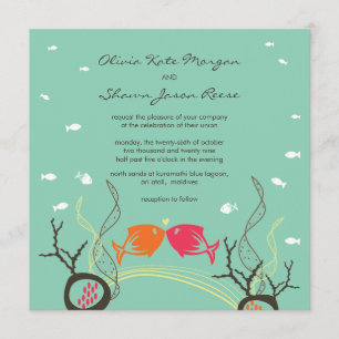 Kissing Fish Corals Beach Whimsical Niedlich Weddi Einladung