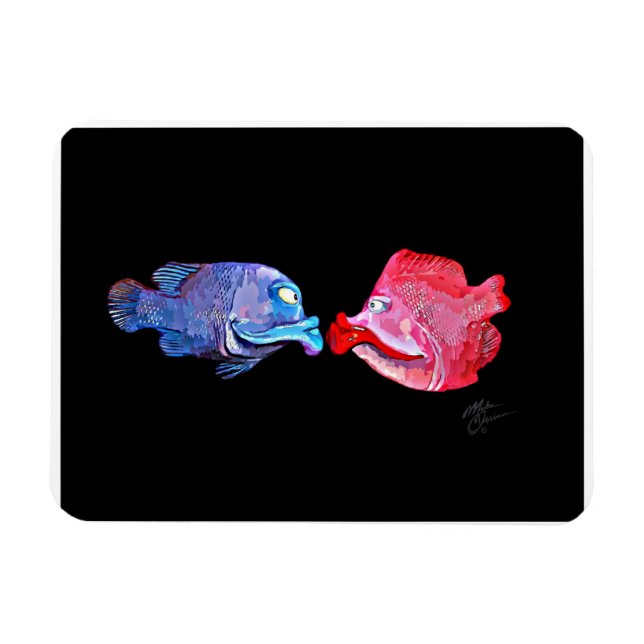 "Kissing Fish" Kunst von Mike Quinn Magnet (Horizontal)