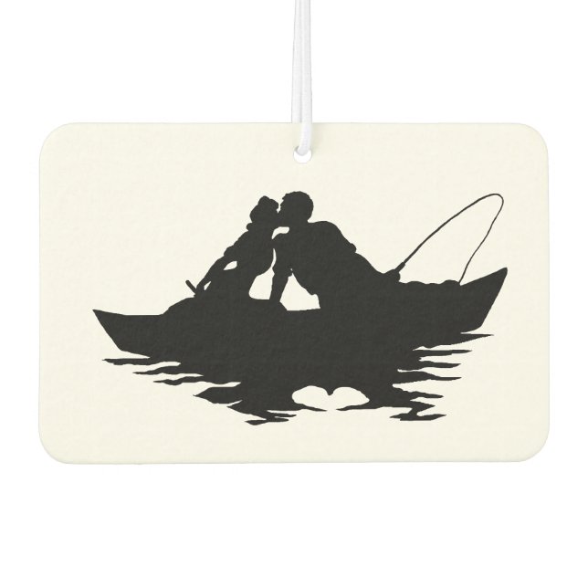 Kissing Fishing Couple Silhouette Air Freshener Autolufterfrischer (Vorderseite)