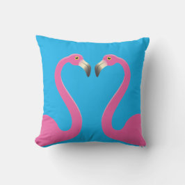 Kissing Flamingos Blue Outdoor Pillow Kissen Für Draußen
