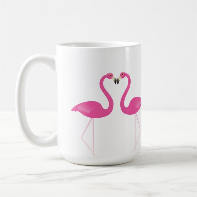 Kissing Flamingos Romantische Tasse (Links)