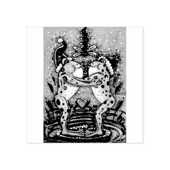 KISSING FROGS, CHRISTMAS MISTLETOKOLLE BRIEFMARKE GUMMISTEMPEL (Prägung)