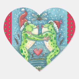KISSING FROGS, DRAGONFLIY MISTLETOE FERIENSTUFE Herz-Aufkleber