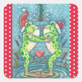 KISSING FROGS, DRAGONFLIY MISTLETOE FERIENSTUFE QUADRATISCHER AUFKLEBER