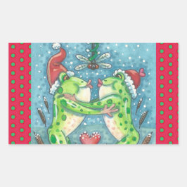 KISSING FROGS, DRAGONFLIY MISTLETOE FERIENSTUFE RECHTECKIGER AUFKLEBER