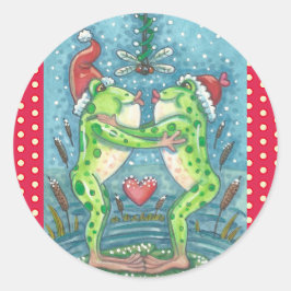 KISSING FROGS, DRAGONFLIY MISTLETOE FERIENSTUFE RUNDER AUFKLEBER