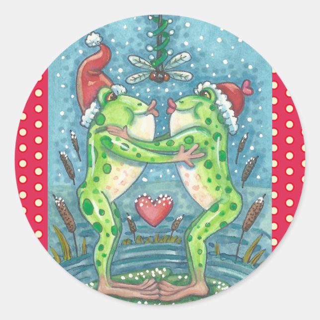 KISSING FROGS, DRAGONFLIY MISTLETOE FERIENSTUFE RUNDER AUFKLEBER (Vorderseite)