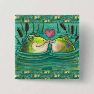 KISSING FROGS FARBE FARBE COLORFUL & NIEDLICH POND BUTTON