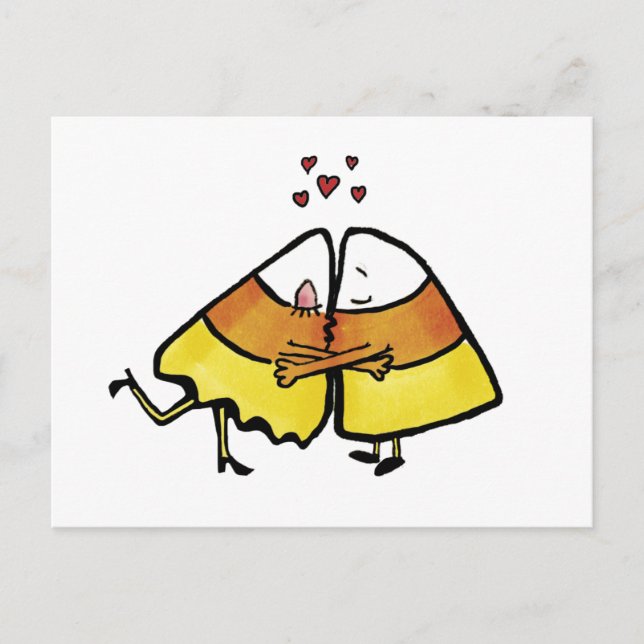 Kissing Halloween Candy Cones Postkarte (Vorderseite)