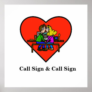 Kissing Ham Radio Operators Poster Customizing Cal