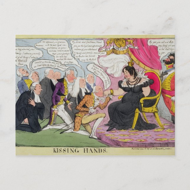 Kissing Hands, veröffentlicht 1827 (Farbe litho) Postkarte (Vorderseite)