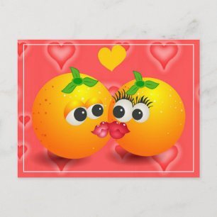 Kissing Orange Valentine Postkarte