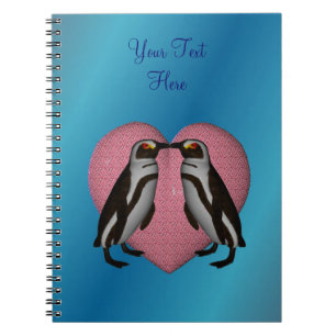Kissing Pinguins Pink Heart Personalisiert Noteboo Notizblock