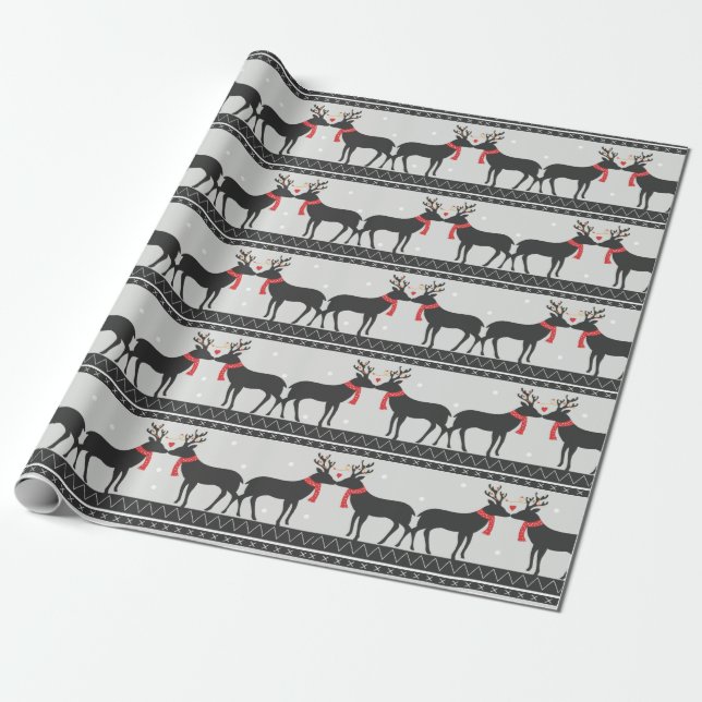 Kissing Reindeer Christmas Geschenkpapier (Ungerollt)