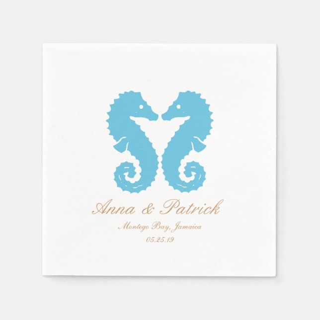 Kissing Seepferde-Destination Beach Wedding Serviette (Vorderseite)