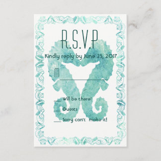 Kissing Seepferde Wedding R.S.V.P. in Türkis RSVP Karte