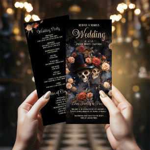 Kissing Skeletons Vintage Floral Wedding Programme