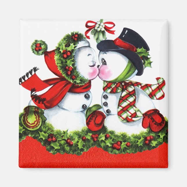 Kissing Snowman Couple Magnet (Vorne)