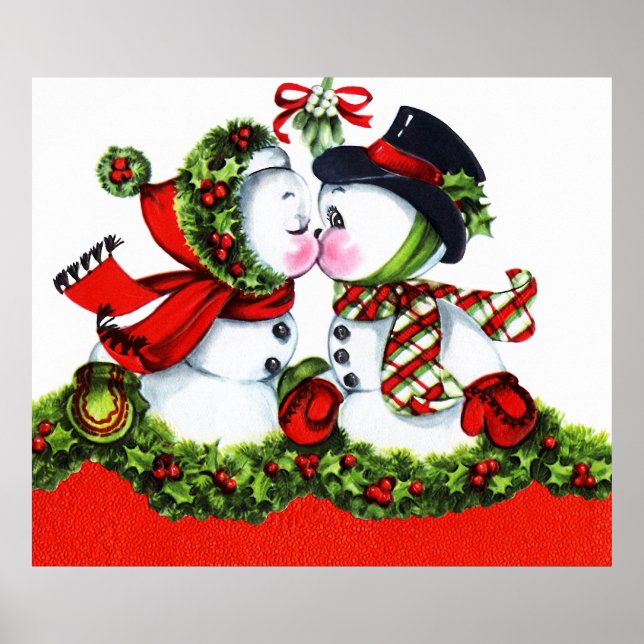 Kissing Snowman Couple Poster (Vorne)