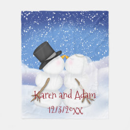 Kissing Snowmen Hochzeit Fleece Blanket Spaß