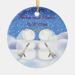 Kissing Snowmen zwei Brides Keramik Ornament