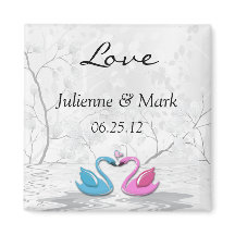 Kissing Swans Wedding Magnet