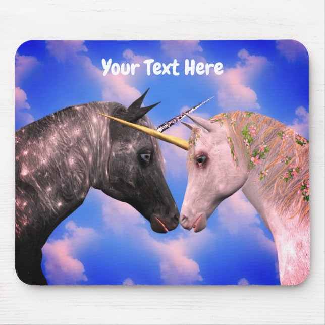 Kissing Unicorns Fantasy Personalisiert Mousepad (Vorne)