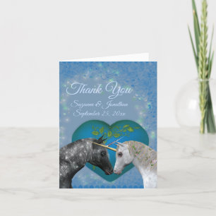 Kissing Unicorns Heart Wedding Dankeskarte