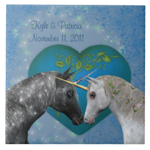 Kissing Unicorns Herz Niedliche Personalisierte Ho Fliese