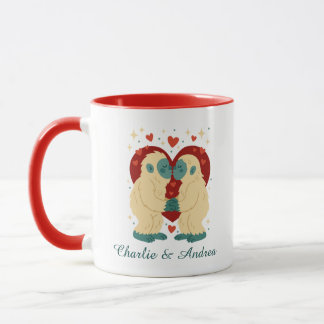 Kissing Yeti Personalized Couple Valentine's Mug  Tasse