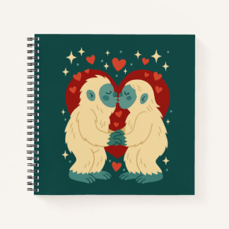 Kissing Yeti's Cryptid Valentine's Day Notebook Notizbuch