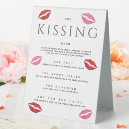 Kissingmenü Rosa Lippen Hochzeitsempfang Tischaufsteller