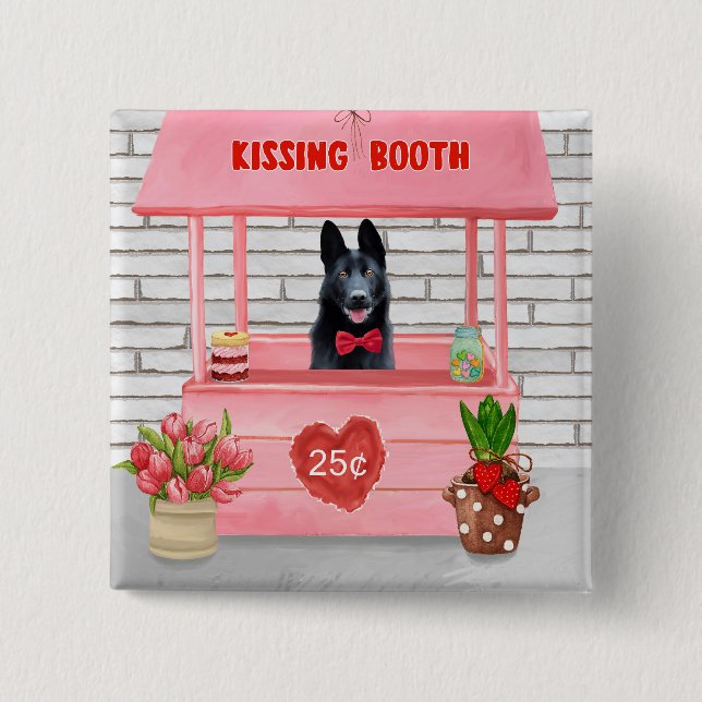 Kissingstand des deutschen Schäferhunds Hund Valen Button (Vorderseite)