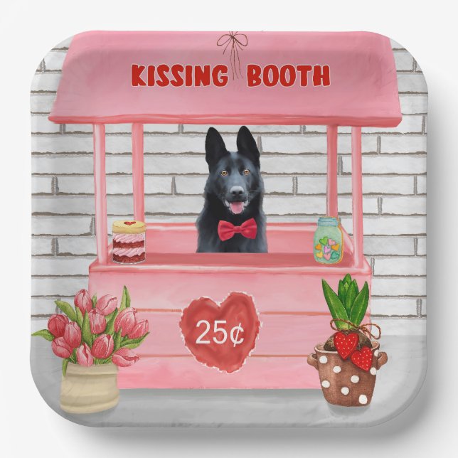 Kissingstand des deutschen Schäferhunds Hund Valen Pappteller (Vorderseite)