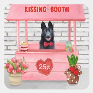 Kissingstand des deutschen Schäferhunds Hund Valen Quadratischer Aufkleber