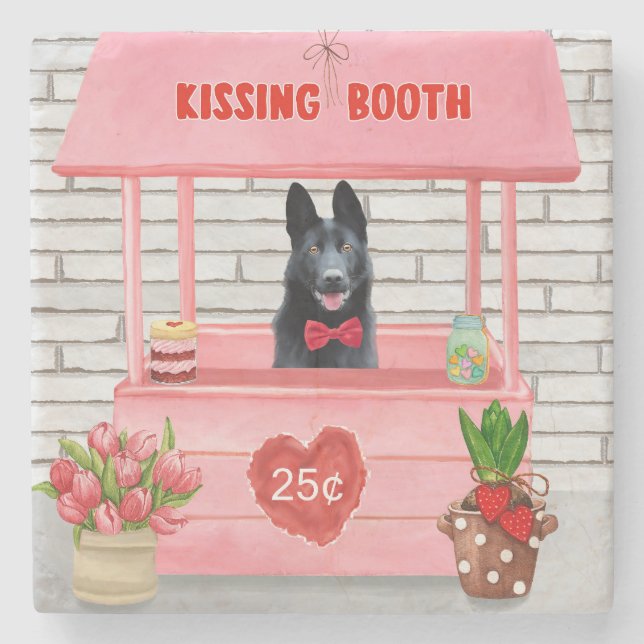 Kissingstand des deutschen Schäferhunds Hund Valen Steinuntersetzer (Vorderseite)