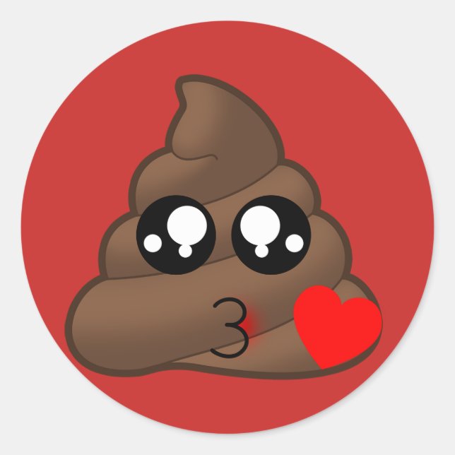 Kissy Face Liebe Kacke Emoji Stickers (rot) (Vorderseite)