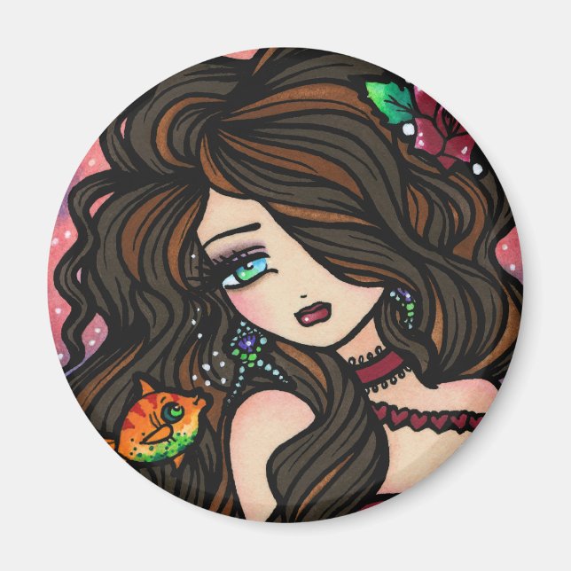 "Kissy Fish" Mermaid Magnet (Vorne)