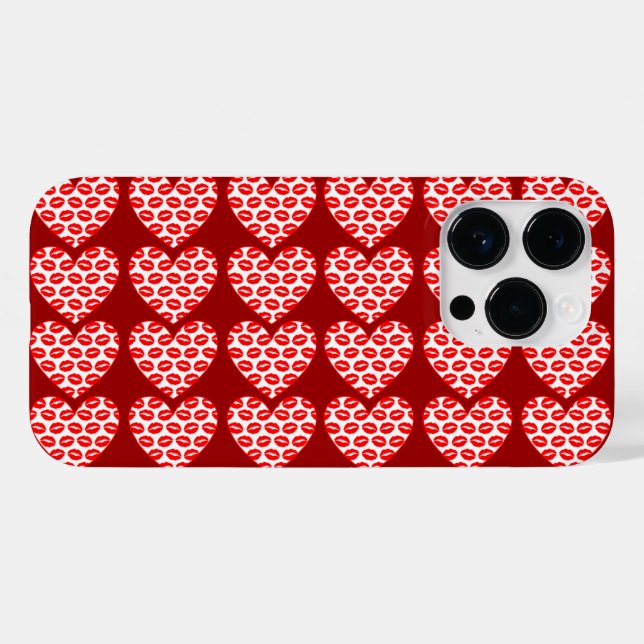 Kissy Lips Hearts Case-Mate iPhone Hülle (Rückseite (Horizontal))