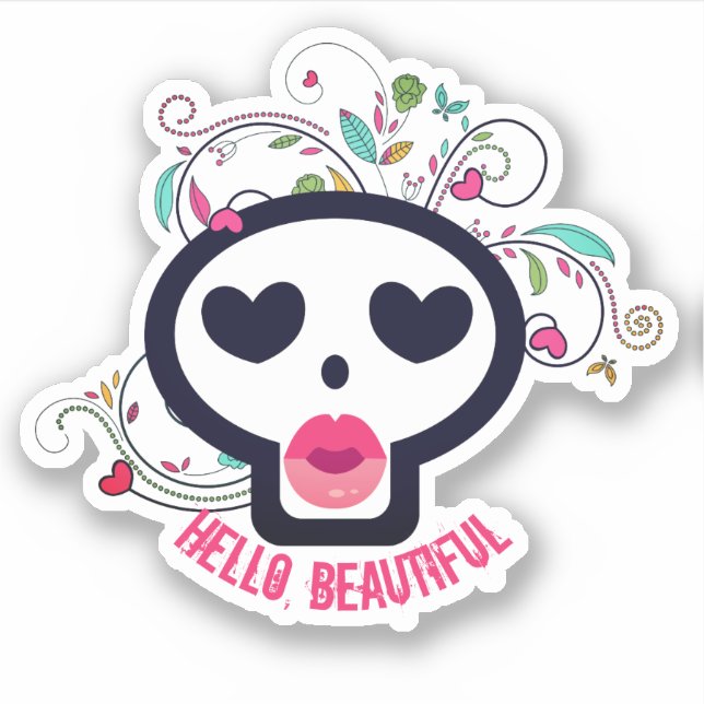 Kissy lips Skelett personalisierter Aufkleber (Vorderseite)