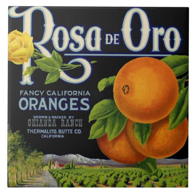 Kisten-Aufkleber Rosa de Oro Orange Fliese (Vorderseite)