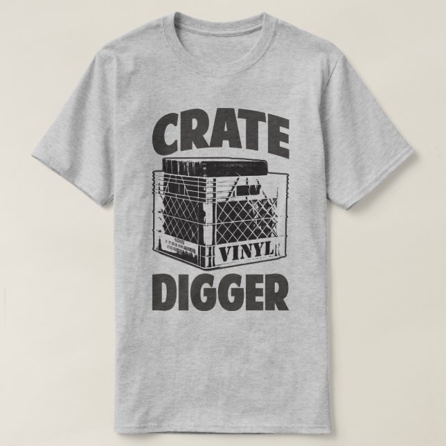 Kisten-Baggervinylsüchtig-Junkie DJ-Spaß-T - Shirt (Design vorne)